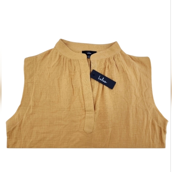 Lulus Oversized Cropped Gauze Tank Top Women's Size Small Mustard Yellow - Picture 5 of 7